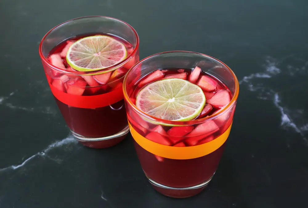 Glasses of Sangria, a sweet and fruity bachelorette party cocktail
